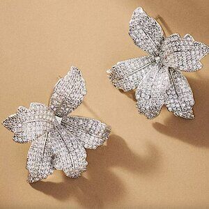 NEW~ Anthropologie SHASHI "Fiorina" Flower Pavé Crystal Post Earrings